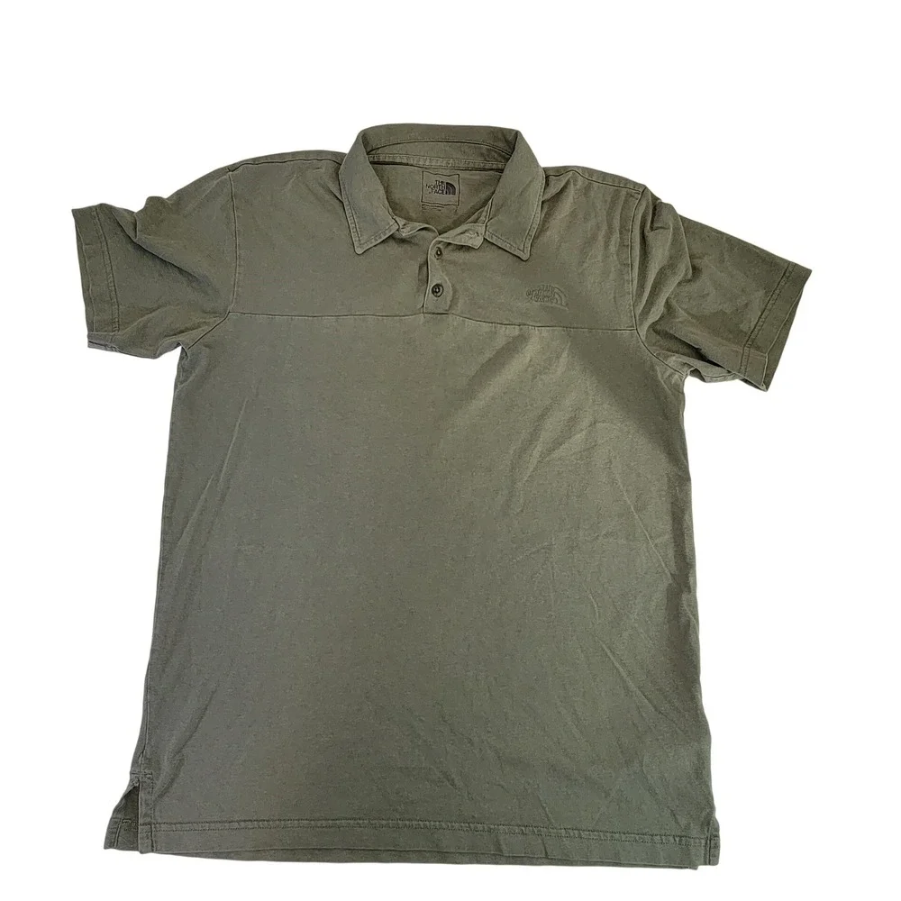 The North Face Mens Polo Shirt Small Olive Green Short Sleeve Casual‎